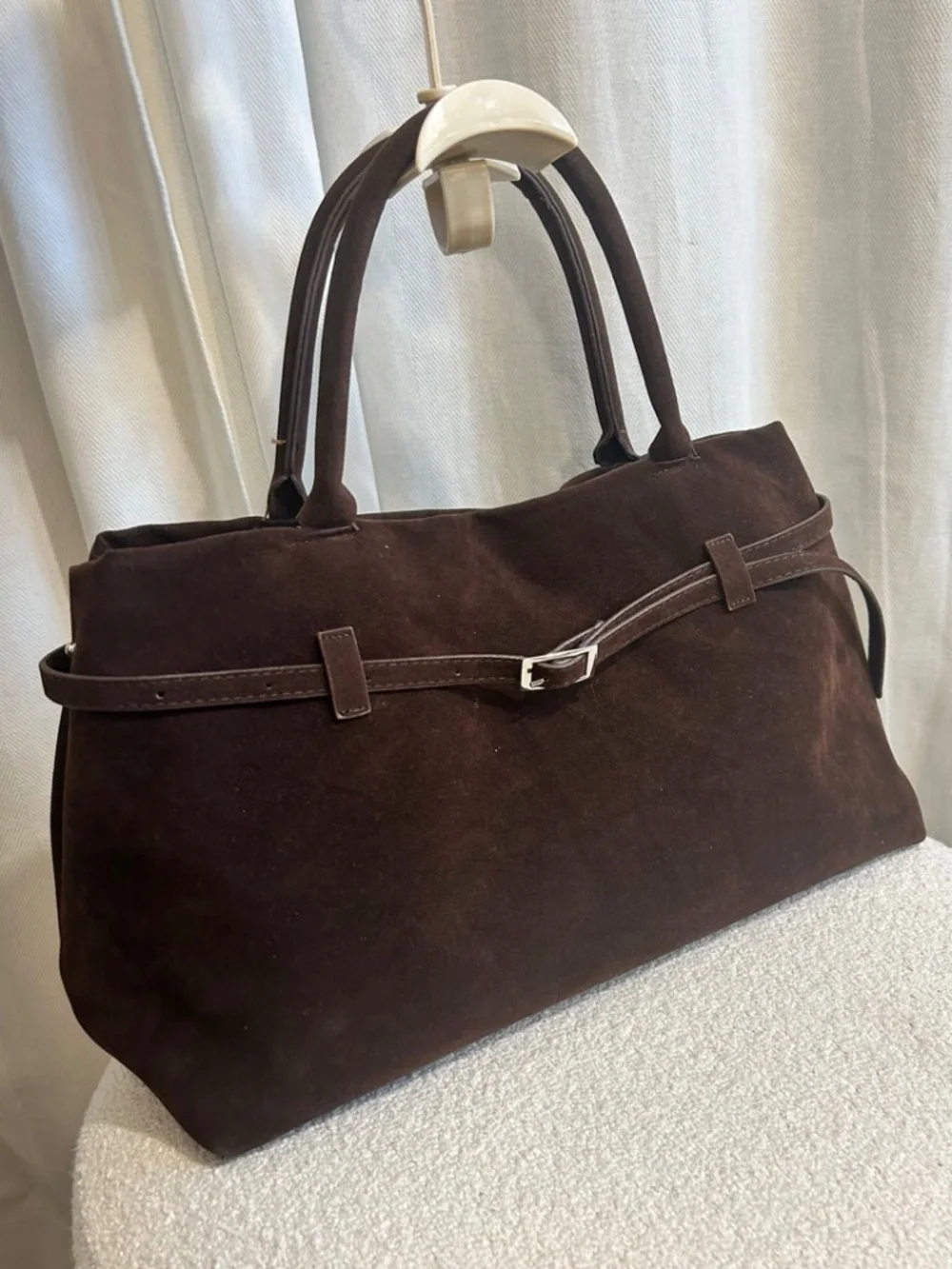 Chocolate Brown Microsuede Carryall Tote |Quiet Luxury Inspired |Fits 13